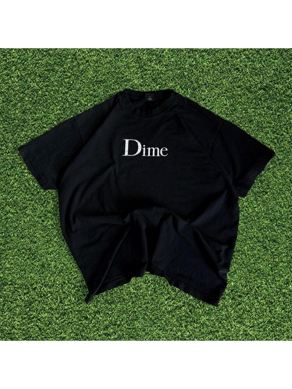 Dime Skateboards Black T-Shirt White Logo Made in USA